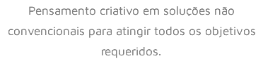Pensamento criativo em soluções não convencionais para atingir todos os objetivos requeridos. 